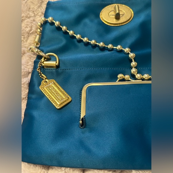Authentic Coach Vintage Amanda Satin Fold over Flap Clutch Handbag! NWT - Picture 7 of 11